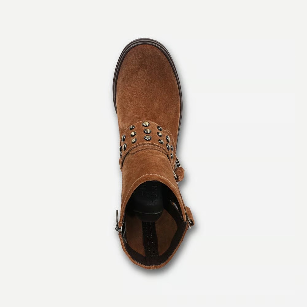 Naturalizer Womens Optimus Moto Boot Dark Chestnut Brown Stud Suede 11 M - Picture 6 of 12
